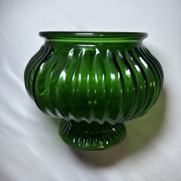 Vintage E O Brody Cleveland Ohio USA Emerald Green Glass Vase Planter 5" H G-105 - Picture 7 of 10
